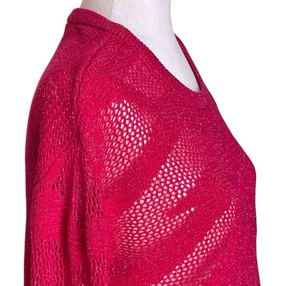 SOFT SURROUNDINGS Sweater Top Cover-Up Size Medium Crochet Fuchsia Pink EUC - Picture 1 of 16